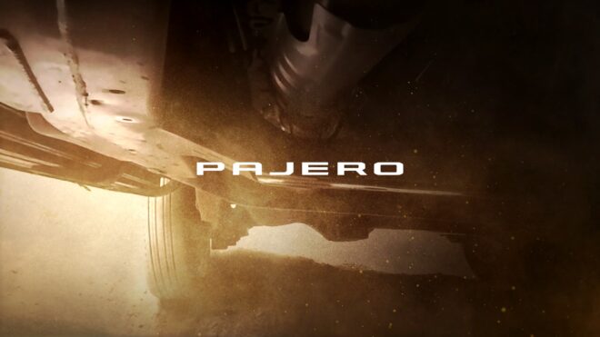 Unterboden-Teaser des neuen Mitsubishi Pajero mit Leiterrahmen und hinterer Starrachse