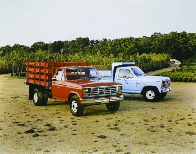 Zwei Ford F-350 des Modelljahrs 1984 als schwere Arbeitspickups